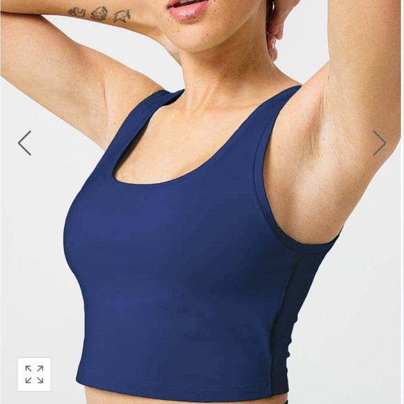 BNWT Terez TLC Crop Top in Heather Navy Blue Size L - Picture 2 of 5
